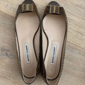 Manolo Blahnik Open Toe Flats